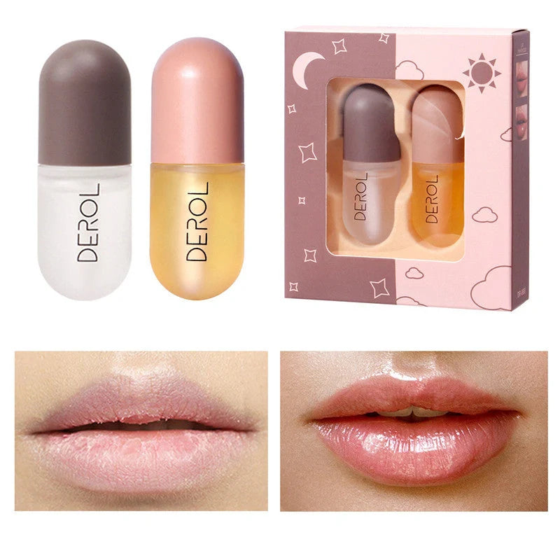 Day Night Instant Volume Lip Plumper Oil in light yellow for hydration and repair