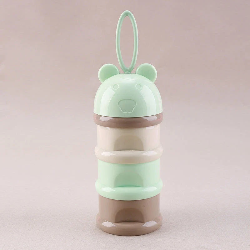 Compact 3-Tier Frog-Style Baby Food Storage Box with individual compartments for milk powder, snacks, and other essentials