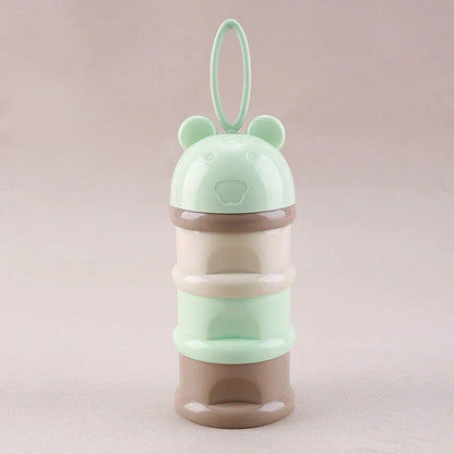 Compact 3-Tier Frog-Style Baby Food Storage Box with individual compartments for milk powder, snacks, and other essentials