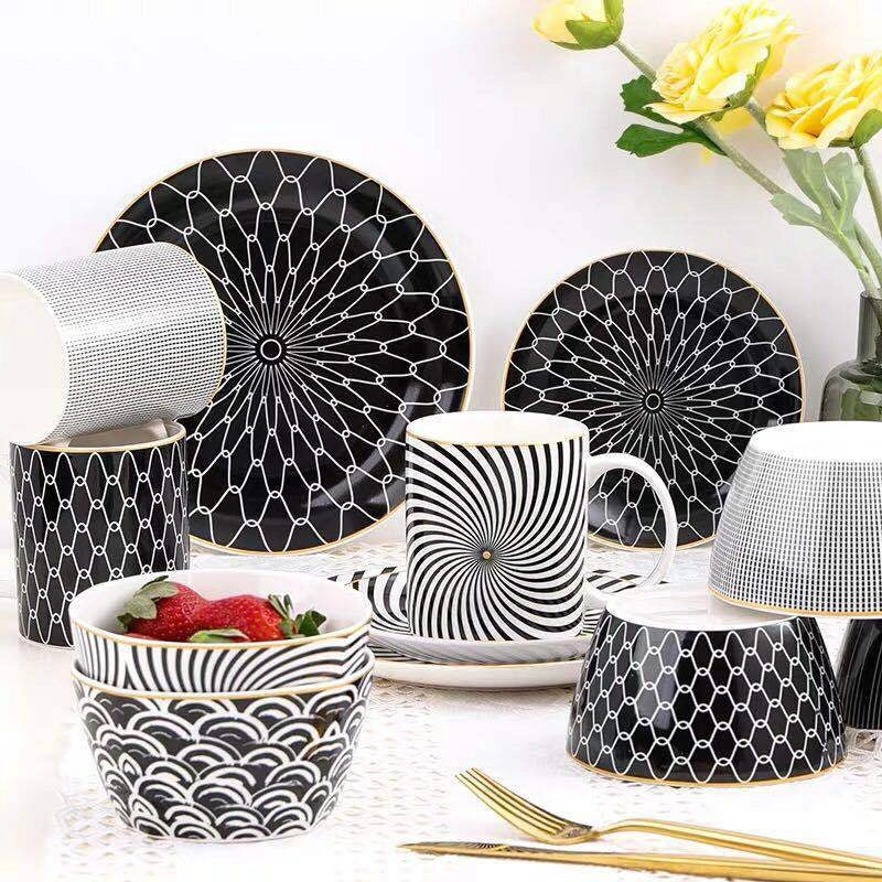 8-inch Nordic style geometric ceramic plate for modern dining