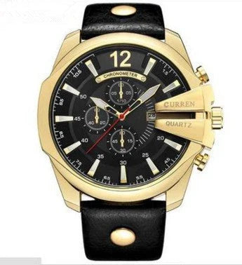 A premium wristwatch with a large dial and three sub-dials, showcasing a sophisticated and stylish design.