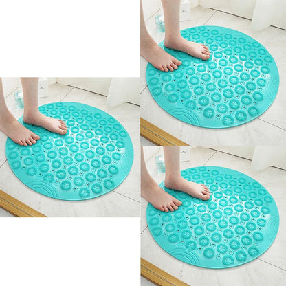 Premium PVC round shower mat with textured surface for massage and non-slip grip