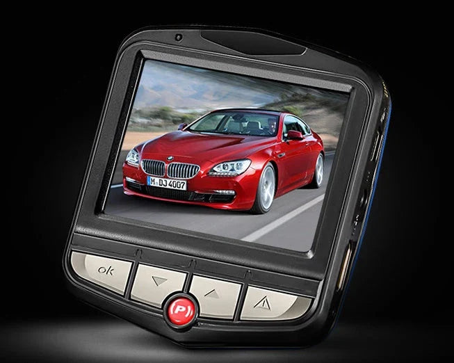 Compact 1080p in-car video recorder with night vision, wide 140-degree angle lens, and high-resolution 2.4-inch LCD display