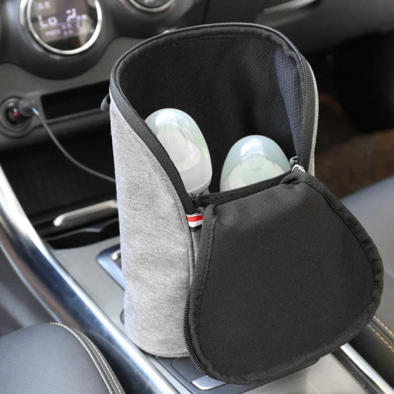 Premium car USB baby bottle warmer with Oxford cloth exterior and temperature display