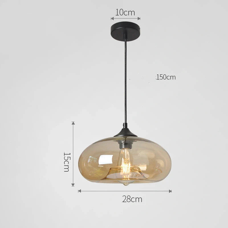 Nordic Modern Loft Pendant Lamp with glass body and aluminium shade in various colours