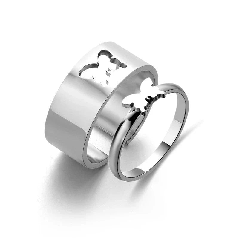 Stunning titanium steel rings with geometric designs in gold and steel finishes