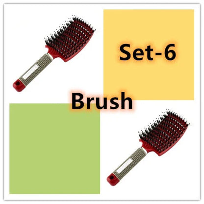 A premium hair brush with a sleek design, featuring soft bristles and a rounded massage function for healthy, detangled hair