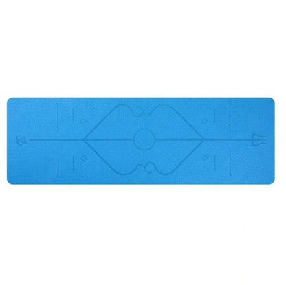 Non-slip TPE yoga mat with position lines for beginners, available in multiple colors