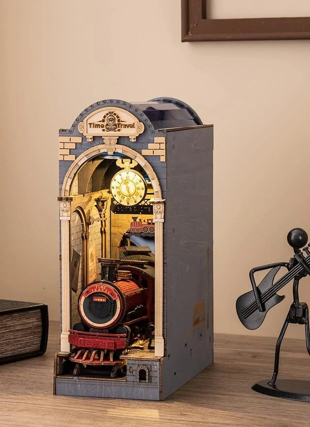 ROBOTIME Rolife DIY Book Nook Kit with LED Light, a decorative 3D puzzle for bookshelves