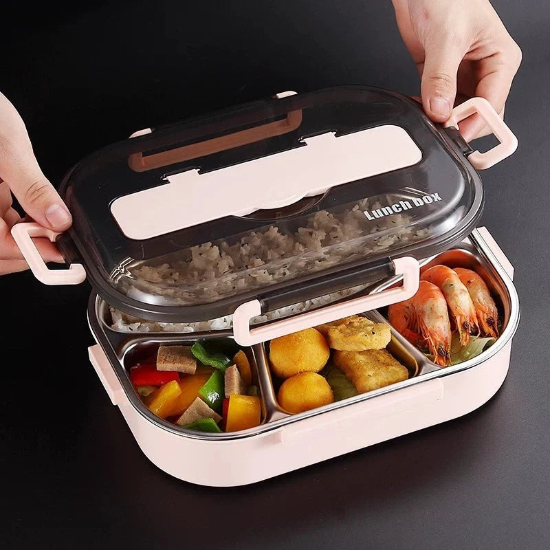 Dielectric insulated lunch box in green, blue, pink, and black with stainless steel interior