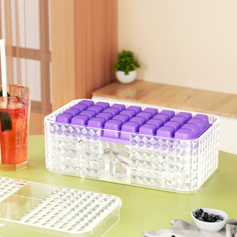 Large silicone square ice mold with lid for easy ice cube removal