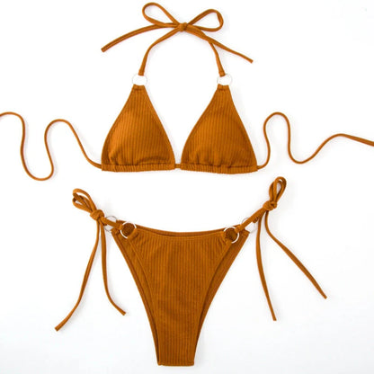 Women's bandage style bikini set with side tie detail in various colours