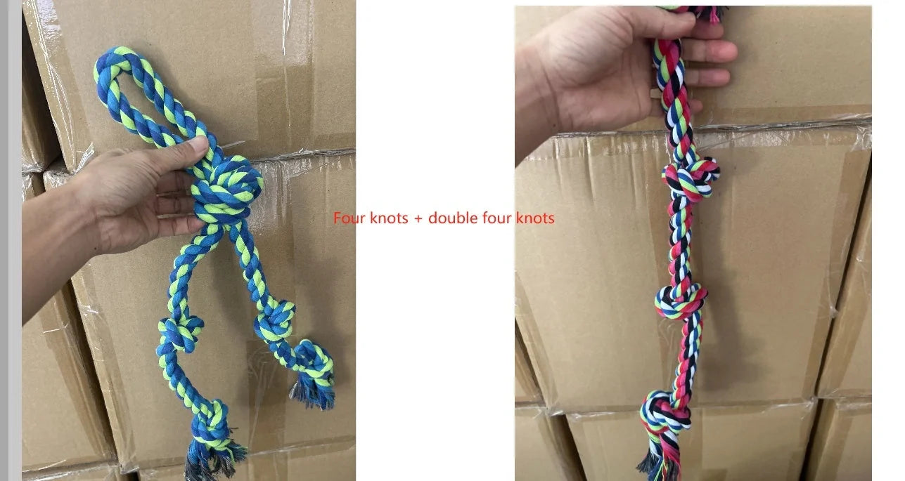 Durable rope knot dog toys for large breeds, promoting dental health and fun play