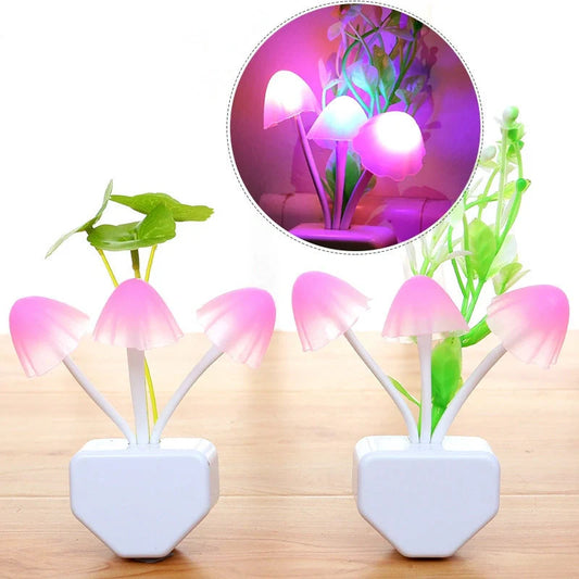 LED Mushroom Night Light with colour-changing feature and automatic sensor