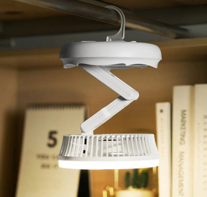 USB charging foldable table fan with LED light and adjustable speed settings