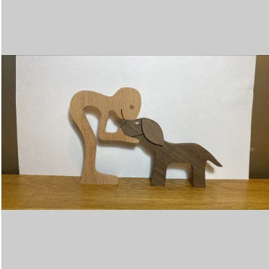 Nordic style wooden desktop ornament with animal design and polished finish