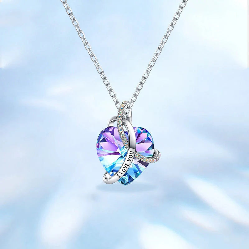 Elegant Love Pink Amethyst Crystal Necklace with heart-shaped pendant