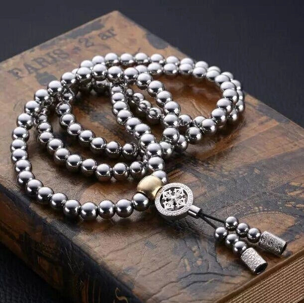 8MM Bead Bracelet with stainless steel beads and copper fittings, 48 cm length