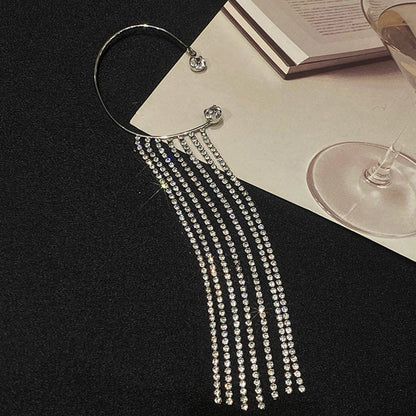 Long geometric tassel earrings with 14K real gold plating, available in gold and silver finishes