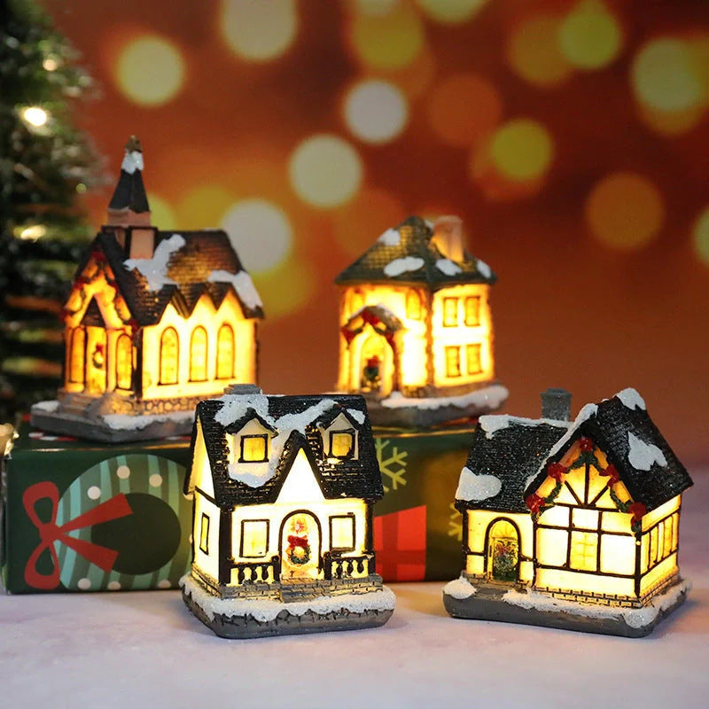 Compact Christmas Decorations Micro Landscape Resin House ornament with detailed design