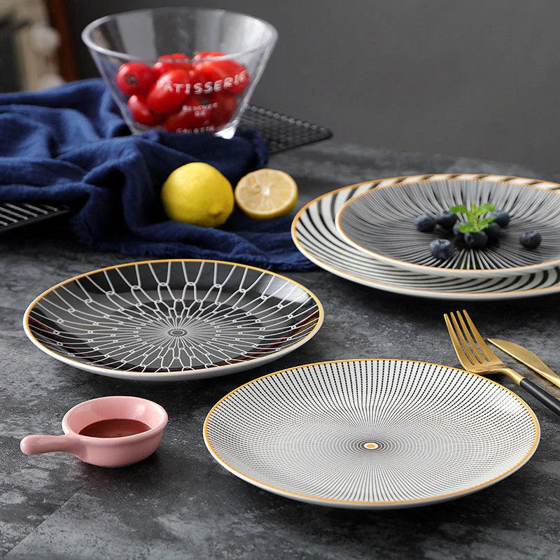 8-inch Nordic style geometric ceramic plate for modern dining