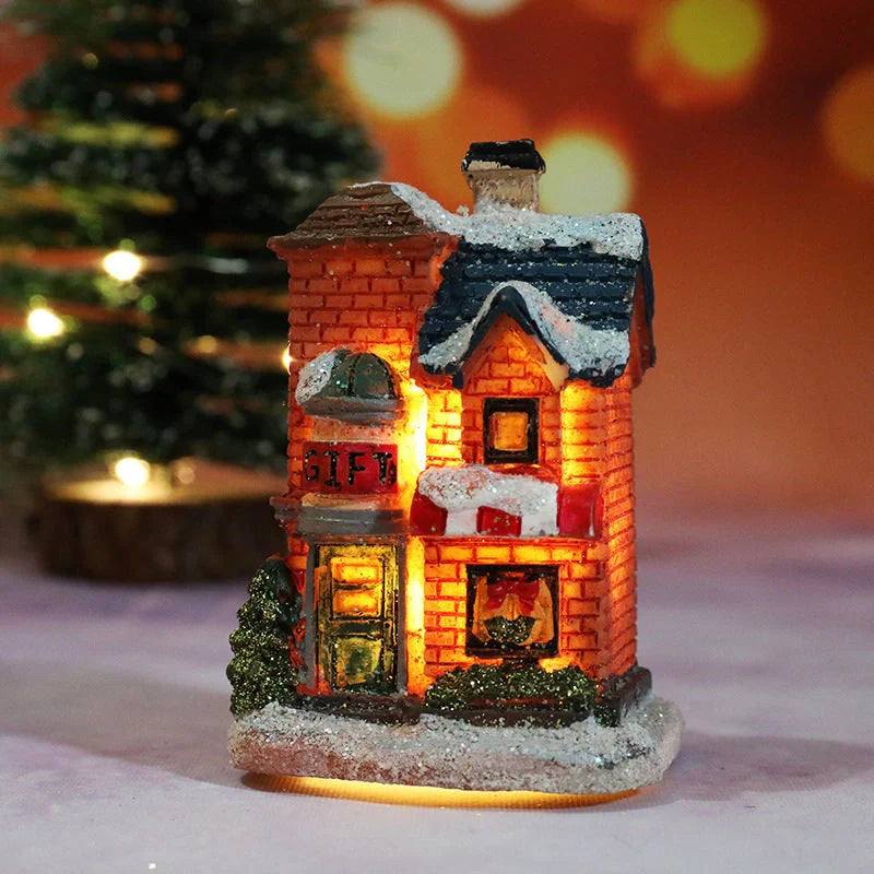 Compact Christmas Decorations Micro Landscape Resin House ornament with detailed design