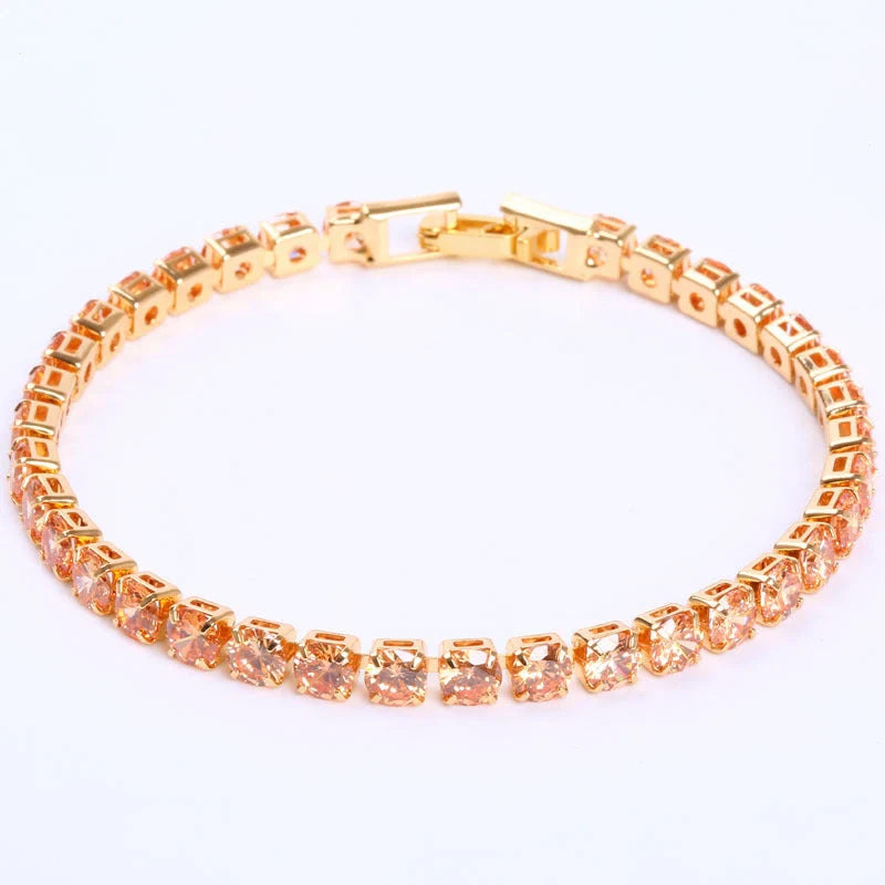 Luxury cubic zirconia tennis bracelet for women and men, available in multiple colours and sizes.