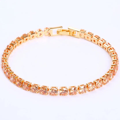 Luxury cubic zirconia tennis bracelet for women and men, available in multiple colours and sizes.