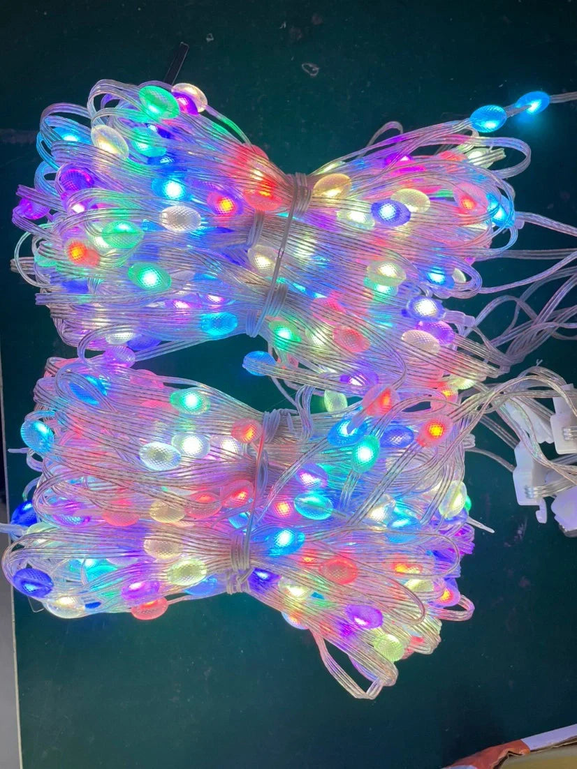 Smart LED RGB Curtain String Lights with Bluetooth control and waterproof design