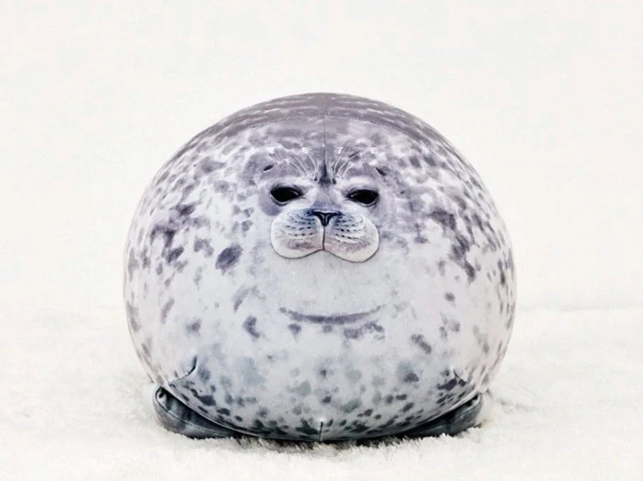 Large seal pillow doll plush toy in white or grey, sizes 30cm to 80cm
