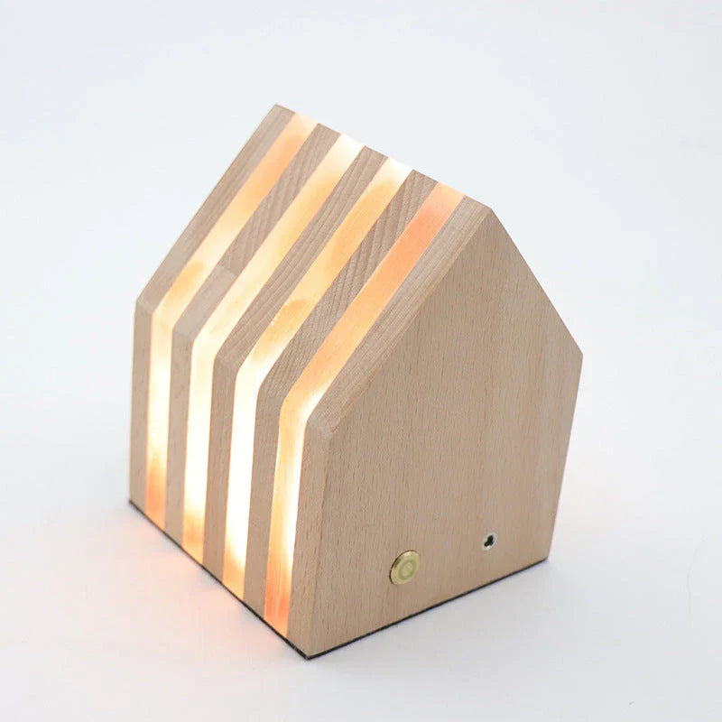 Cozy wooden LED night light with a warm, soothing glow in a Nordic-inspired design