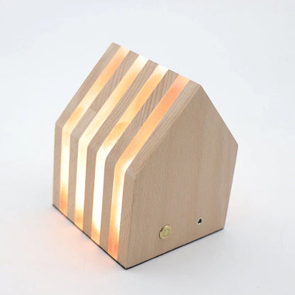 Cozy wooden LED night light with a warm, soothing glow in a Nordic-inspired design