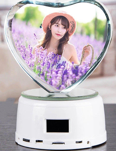 Personalised crystal photo night lamp with Bluetooth music player and colour-changing LED lights