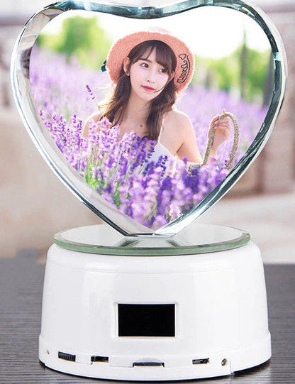 Personalised crystal photo night lamp with Bluetooth music player and colour-changing LED lights