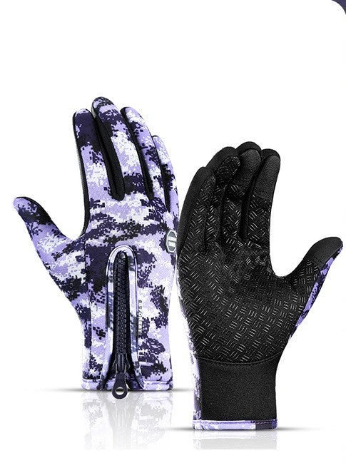 Warm, touchscreen-friendly motorcycle riding gloves made with cozy polar fleece lining for superior insulation and grip