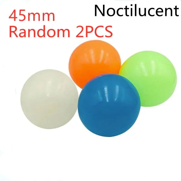 Premium Luminous Sticky Stress Relief Balls in various colors and sizes, with a glow-in-the-dark feature for a captivating and soothing relaxation experience.