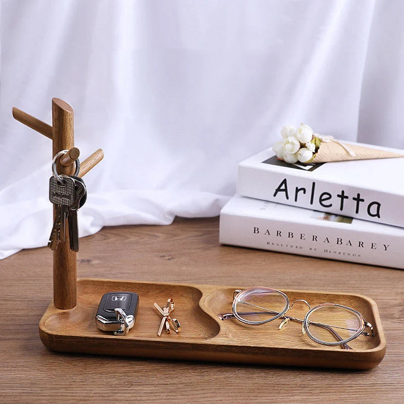 Solid wood watch storage tray with easy disassembly design