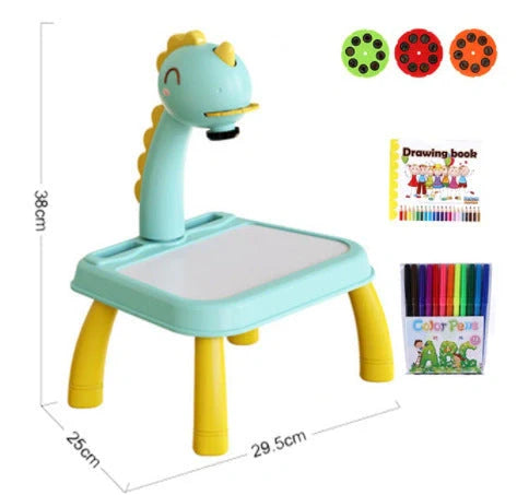 Children's magnetic projection drawing board with music function in blue and pink
