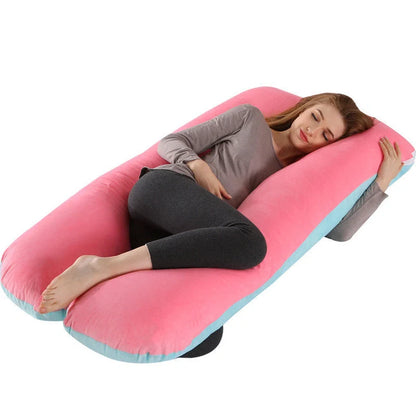 Premium U-shaped pregnancy pillow with soft cotton casing and polyester fiber filling for exceptional comfort and support
