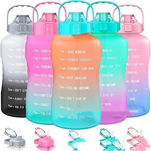 2.2L Large Capacity Half Gallon Plastic Space Cup with time markings and gradient colours