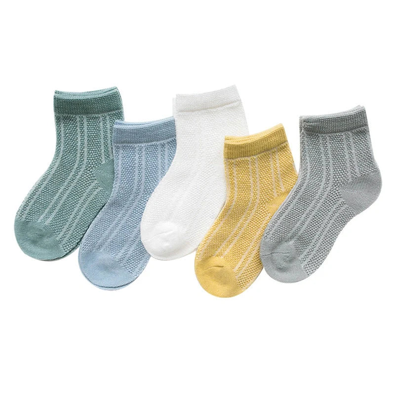 Breathable cotton baby socks in multiple colours for ages 0-9