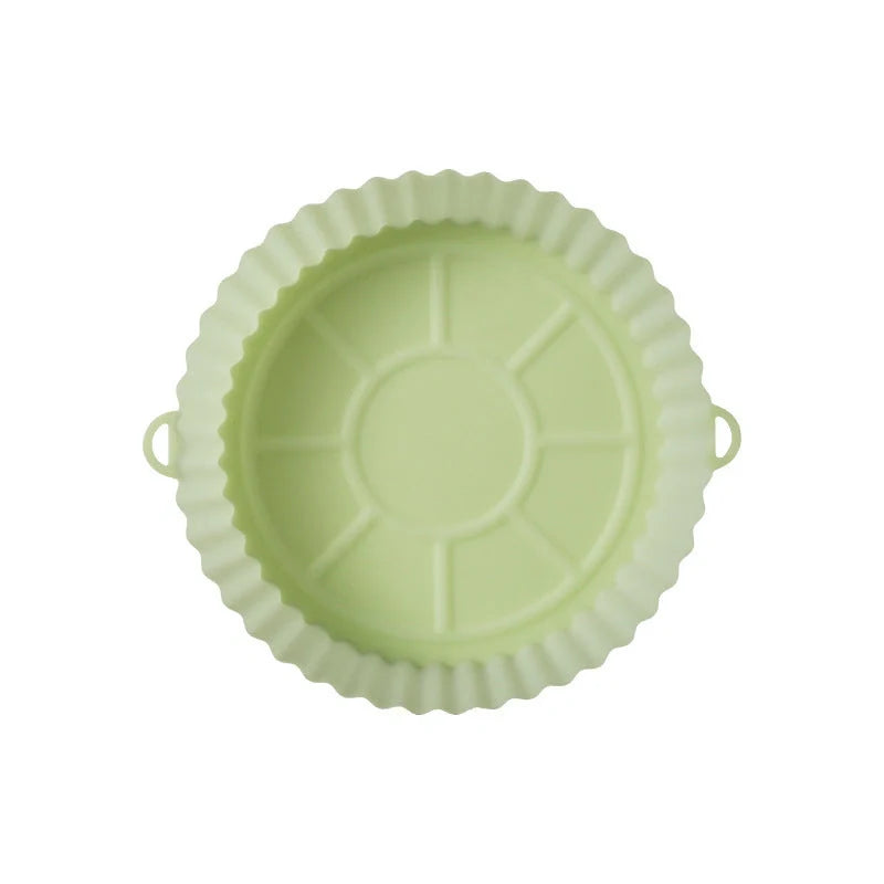 Round silicone baking tray mat for air fryer in various colours