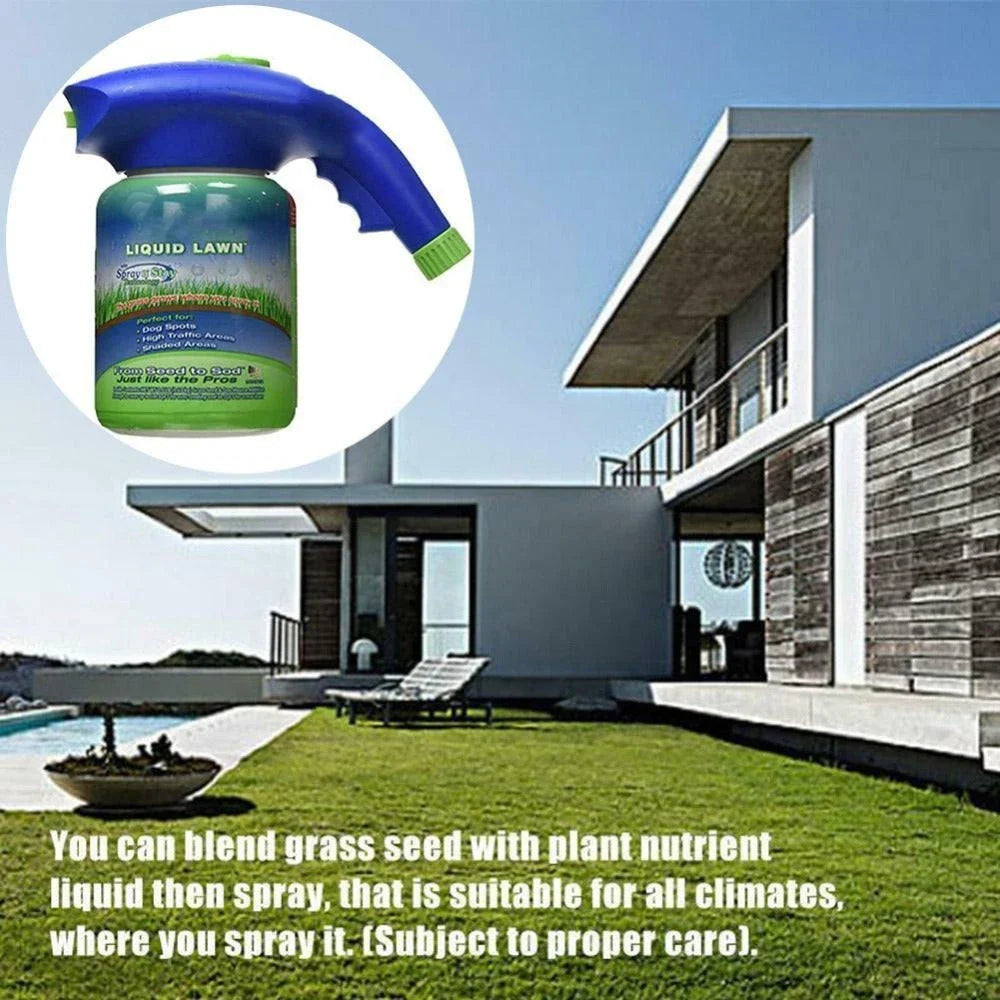 Premium hydro-seeding system with spray head and liquid mousse for effortless lawn rejuvenation