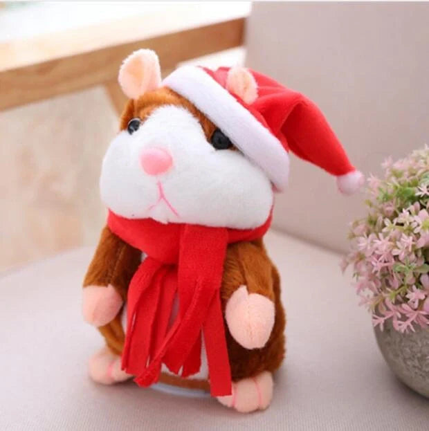 15CM Little Talking Hamster Toy in light brown, dark brown, and grey