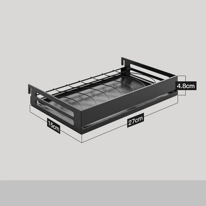 A high-quality stainless steel wall-mounted kitchen storage rack with a perforated design for customisable storage