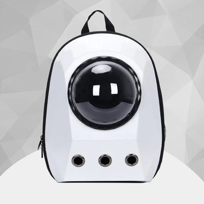 Space capsule style cat carrier backpack with transparent window and ventilation holes