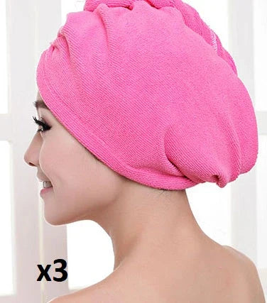 Luxury microfibre hair drying cap with absorbent and quick-drying properties, available in various colours