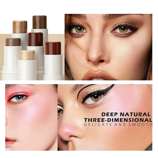 Multifunctional 3-in-1 highlighter pen for face, eyes, and lips in compact design