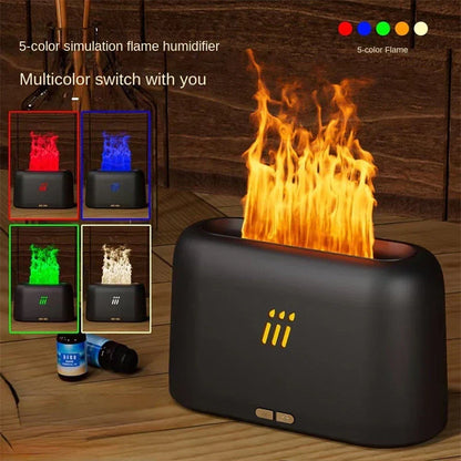 Elegant aroma diffuser and ultrasonic humidifier with mesmerising LED flame-like effects, ideal for modern British homes