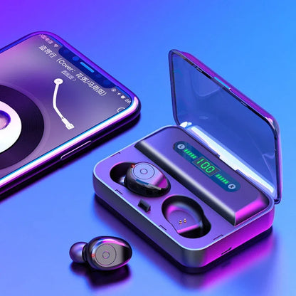 Premium Binaural Bluetooth Headset with Portable Power Bank for Exceptional Sound Quality and Charging on the Move